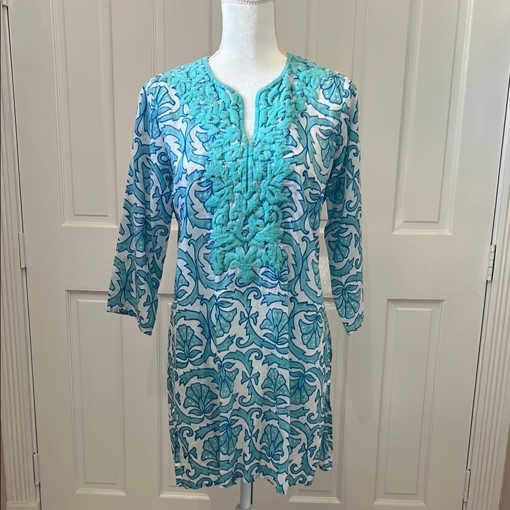 Roberta Roller Rabbit Blue and White Patterned Tunic